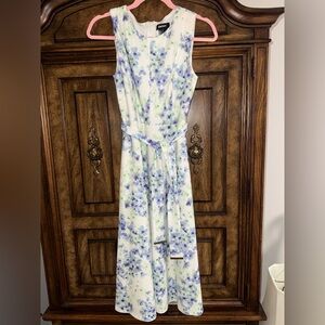 DKNY White and Purple Floral Midi Dress Easter